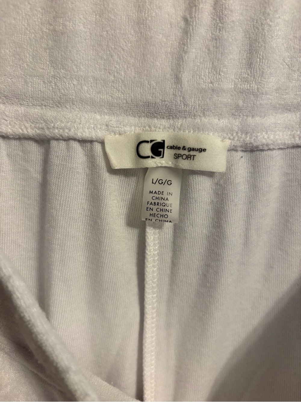 Cable & Gauge White V-Neck Hooded Lounge Top & Bottom Terry Cloth - Picture 9 of 10